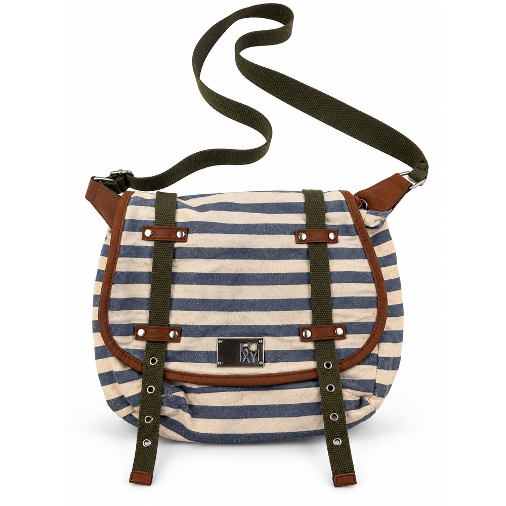 Roxy Vintage Y2K Striped Canvas Messenger Utility Crossbody Bag Purse